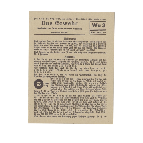 Waffentafeln Die Gewehr 98 small info card