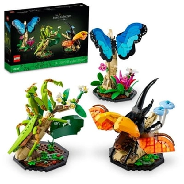 LEGO System Inc LEGO Ideas The Insect Collection  Fun Gift for Nature Lovers  with Life-Size Blue Morpho Butterfly  Hercules Beetle and Chinese Mantis Display Models  Bug Building Set and Nature Décor  21342