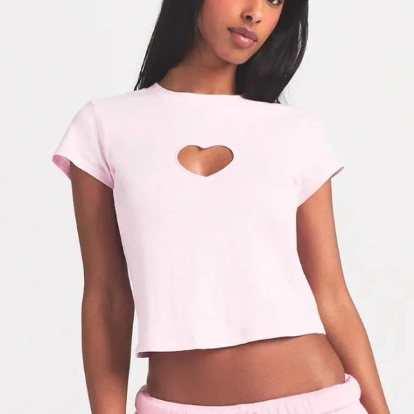 SKIMS Women's Worn In Jersey Heart Baby Tee