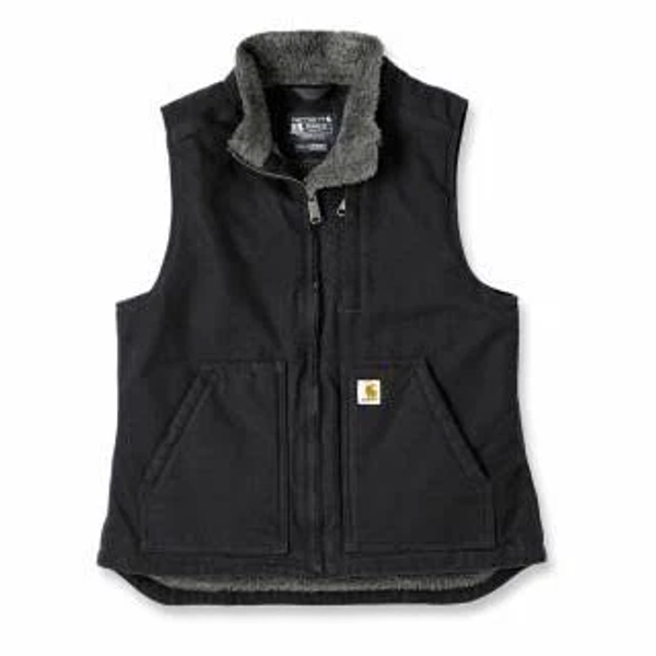 Carhartt Women Sherpa Lined Mock Neck Vest - taupe grey - XS