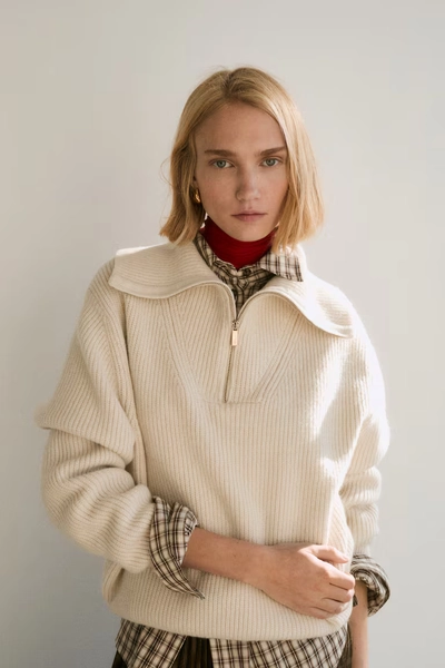 Rib-Knit Half-Zip Sweater