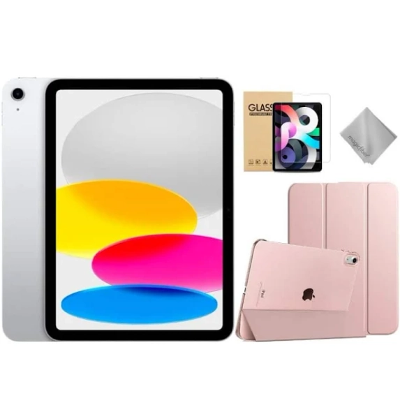 Apple - 11-inch iPad A16 chip with Wi-Fi - 128GB - With Rose Gold Case Bundle - Silver