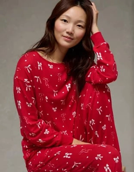 AE Luxe Plush Long-Sleeve &amp; Pant PJ Set