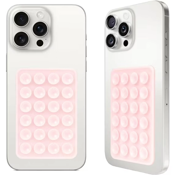 2PCS Silicone Suction Phone Case Mount, Non Slip Suction Cup, Hands-Free Phone Accessories Holder for Selfies and Videos, Silicone Adhesive Stand Sticky for Cell Phone Light Pink