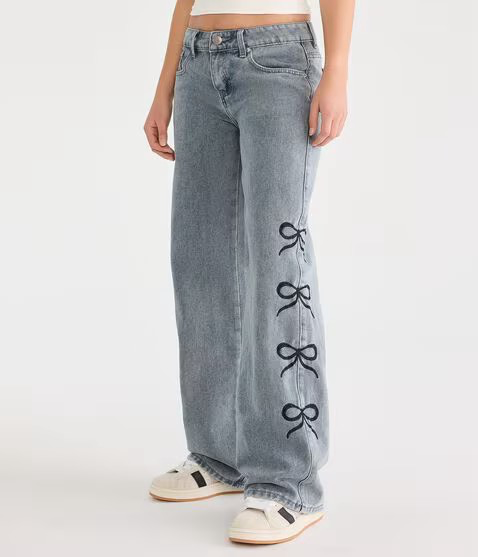 Low-Rise Baggy Wide Leg Bows Jean