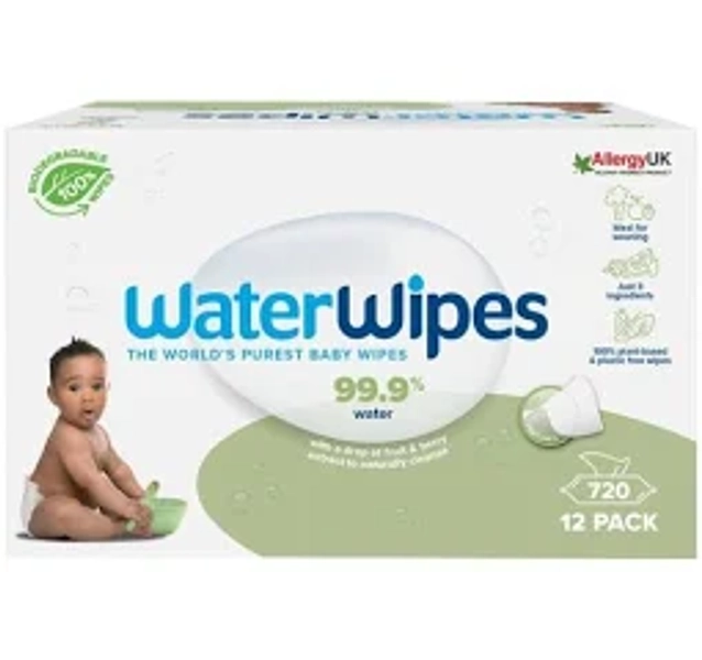WaterWipes Baby Wipes Sensitive Weaning Plastic Free Wipes 720 Wipes 12 x 60