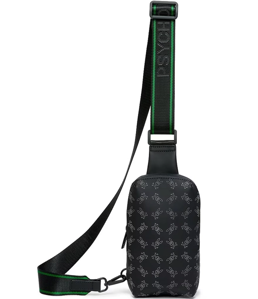 Psycho Bunny Allover Glossy Embossed Bunny Crossbody Bag