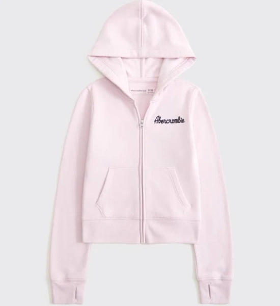 Abercrombie Kids Girls Slim Logo Full-Zip Hoodie
