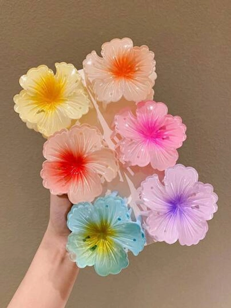 6pcs Cute Floral Hair Clips For Girls, Fashionable & Sweet Hair Accessories