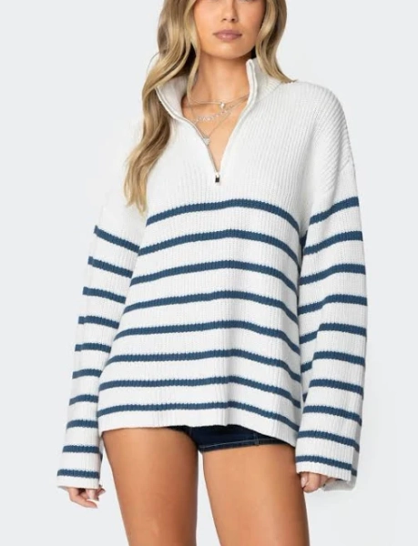 Edikted Women's Oversized Quarter Zip Sweater