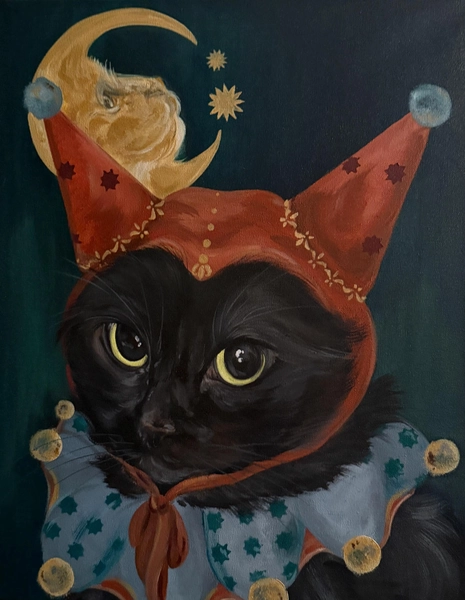 Medieval Jester Cat Portrait