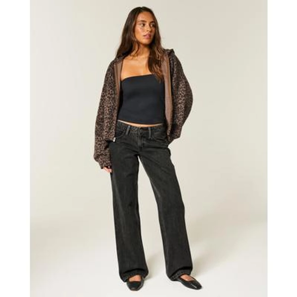Low-Rise Washed Black Baggy Jeans
