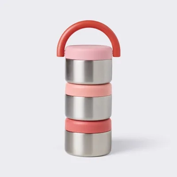 5 fl oz 3pc Stacking Snacker Food Storage Cups - Pink - Cloud Island™