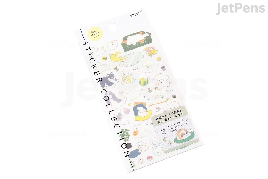Midori Planner Stickers - Removable - White Dog (M) - 1 Sheet
