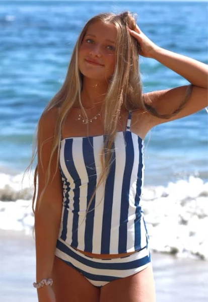 Amelia Tween Reversible Striped Tankini