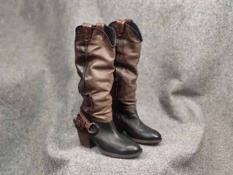 A.S. 98 Airstep Design Leather Knee-high Zip Boho Boots