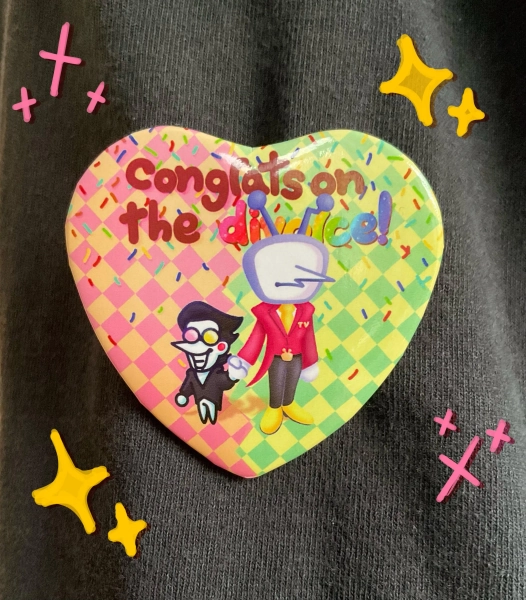 Spamton x Tenna Deltarune heart pin badge [NOW SHIPPING!!]