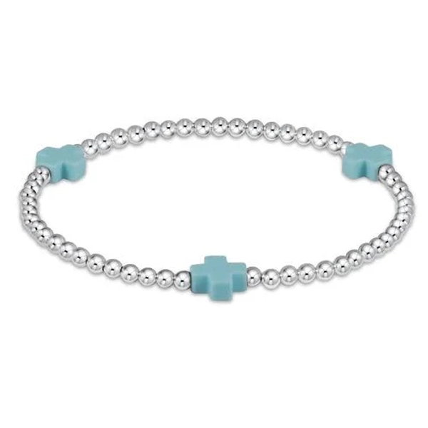 Extends Signature Cross Sterling Turquoise Bracelet