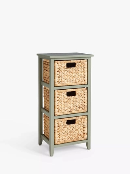 John Lewis Pine and Water Hyacinth 3 Drawer Storage Unit, Linen