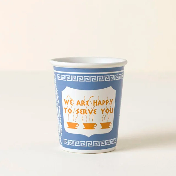 Uncommon Goods | Ceramic Greek Coffee Cup | We Are Happy To Serve You, Diner Mug