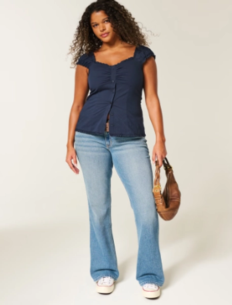 Short-Sleeve Stretch Poplin Top