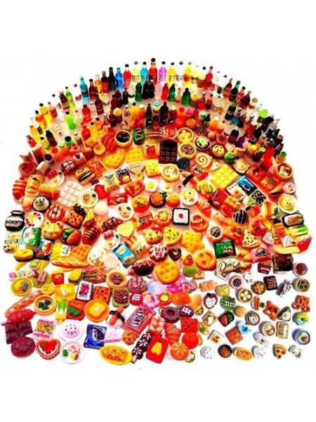 Mini Drink Bottle Toys Mixed Style Resin Food Dolls Kitchen Pretend Play Mini Food Dolls Diy Accessories For Adults And Teens - Random Styles