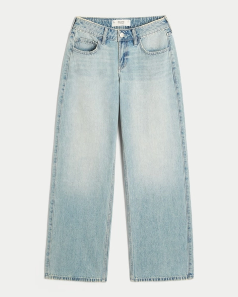 Low-Rise Light Wash Baggy Jeans
