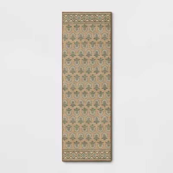 28"x84" Floral Block Memory Foam Runner Rug Yellow - Threshold™