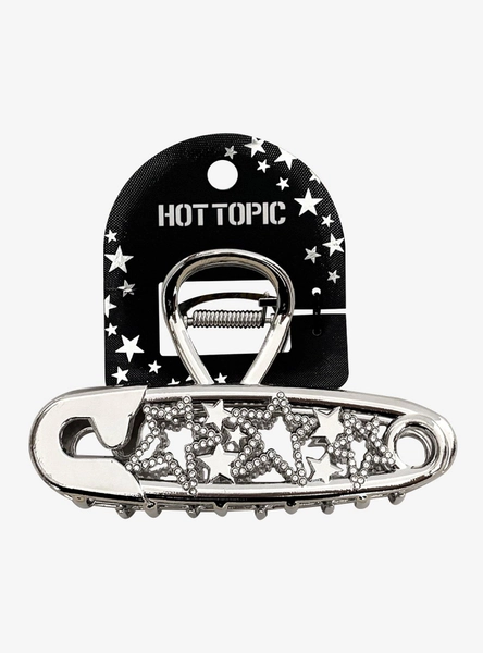 Star Rhinestone Safety Pin Claw Hair Clip