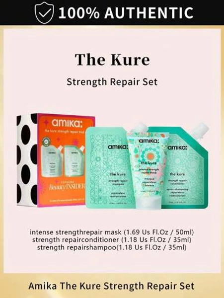 Amika The Kure Strength Repeat Trial Set Shampoo, Conditioner Repair Mask