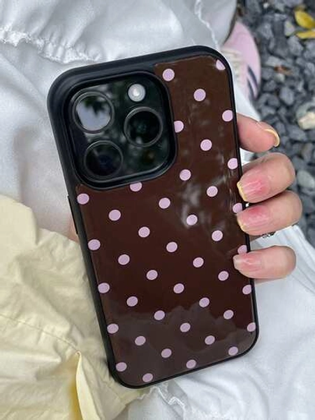 Stylish Cute Polka Dot Glossy Soft Phone Case Compatible With IPhone 17 Air 16 15 14 13 12 11 Pro Max 16 15 14 Plus Simple Creative Shockproof Back Cover