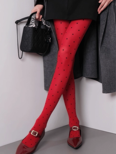 Women's 120D Velvet Polka Dot Tights | Fashion & Warm Autumn Winter Half-Leggings For Daily Outfits