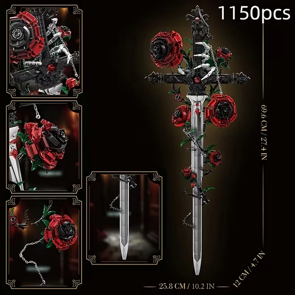 knight   sword building blocks rose bouquet - Temu