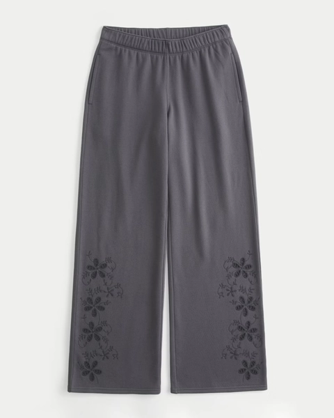 Hollister Feel Good Floral Cutout Wide-Leg Sweatpants