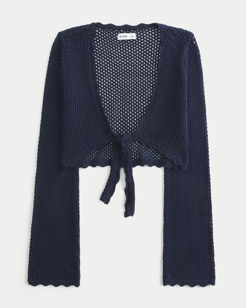 Long-Sleeve Tie Front Shrug