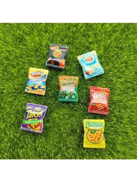 5pcs/10pcs/20pcs Resin Miniature Dollhouse Accessories Food Potato Chip Snack Bags Suitable For Blyth OB11 Doll Toys (Note: The Product Is Plastic, Not Magnets! Random Assortment)