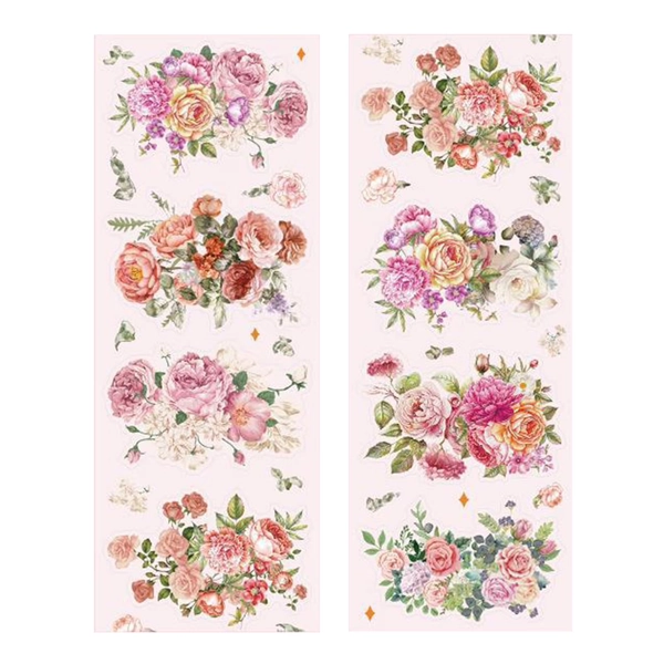 HomeCozy 1 Roll PET Flower Tapes Sticker Waterproof Pre Cutting Removable Reusable DIY Journal Scrapbook Dairy Notebook Planner Decorative Tape Decal Scrapbooking Supplies