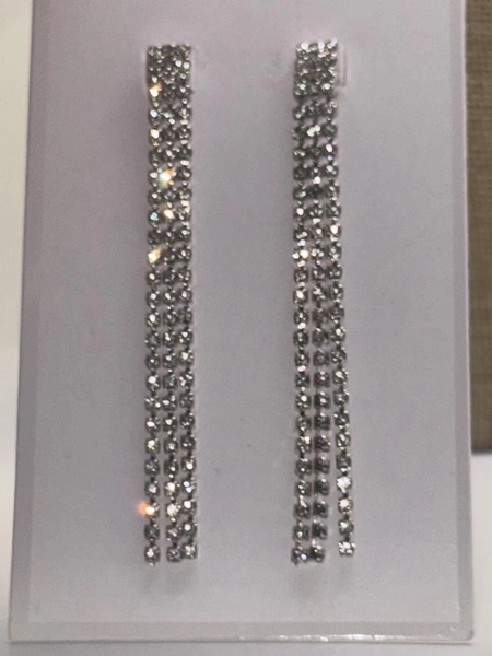 Vintage Silver Rhinestone Drop Earrings – Elegant Sparkling Statement Jewelry - Etsy