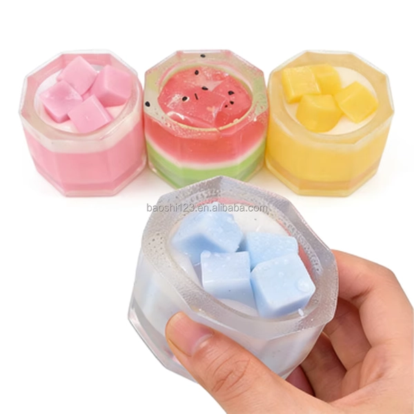 6cm TPR Colorful Realistic Jelly Squeeze Toy Cute Milkshake Cup with Watermelon Mango Strawberry Pudding Solid No Liquid No Gel
