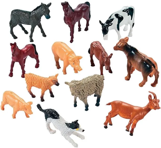 Fun Express Miniature Farm Animal Toy Figures