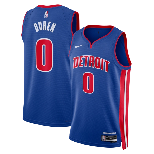 Unisex Detroit Pistons Jalen Duren Nike Blue Swingman Jersey - Icon Edition