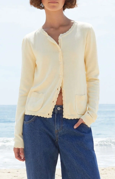 Yellow Zoe Scalloped Cardigan