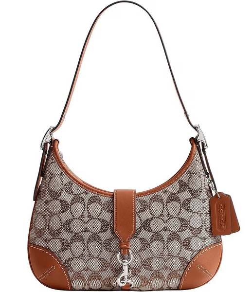 COACH The Coach Originals Hamptons 2005 Crystal Signature Jacquard Contrast Trim Hobo Shoulder Bag