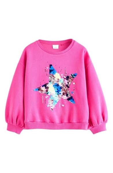 NEXT Kids' Sequin Star Sweatshirt in Pink at Nordstrom, Size 4Y