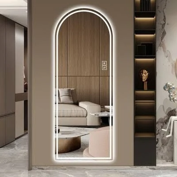 Kumasinova 65" Full Length Mirror with Stand,Floor Mirror with LED Lights,Standing Mirror with Dimmable,Mirror Full Length for Bedroom&Makeup,Silver