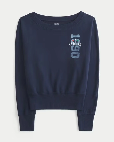 Easy Off-the-Shoulder Italia Graphic Sweatshirt