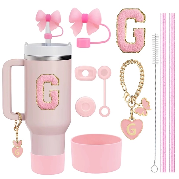 10PCS Accessories Set for Stanley Cup, 2 Straw and Brush and 1 Flower Charm Chain 3 Spill Proof Stopper Flowers Straw Cover Boot - AliExpress 