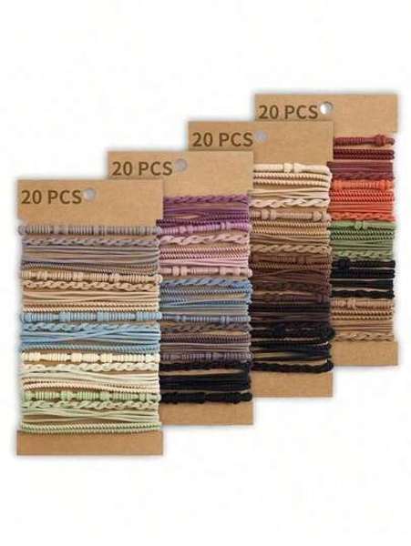 20 Pcs Bohemian Bracelet Hair Ties, Elastic Rubber Bands That Don't Hurt, Fashionable Ponytail Hair Accessories