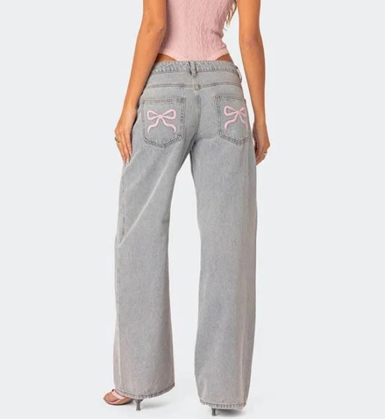 Women's Bow Pocket Relaxed Jeans