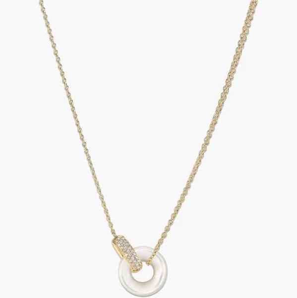 Mejuri 14K Yellow Gold Diamond and Pearl Necklace